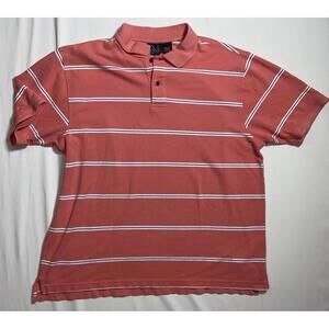 Jos A Bank Polo Mens Striped Large L Travelers Collection Coral Pink Salmon